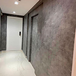 Envelopamento de elevador e hall - Adesivo ripado e cimento queimado - Freguesia do Ó - São Paulo Envelopamento de elevador e hall - Adesivo ripado e cimento queimado - Freguesia do Ó - São Paulo