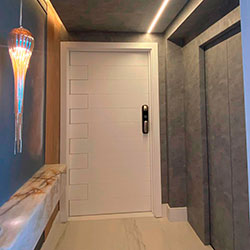 Envelopamento de elevador e hall - Adesivo ripado e cimento queimado - Freguesia do Ó - São Paulo Envelopamento de elevador e hall - Adesivo ripado e cimento queimado - Freguesia do Ó - São Paulo