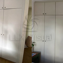 Antes e depois - Envelopamento de armário com adesivo Branco Fosco