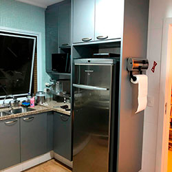 Envelopamento de armários de cozinha com Jateado Silver - Indianápolis - São Paulo