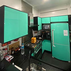 Envelopamento de armários de cozinha - Ultra Neon Mint - Tatuapé - São Paulo