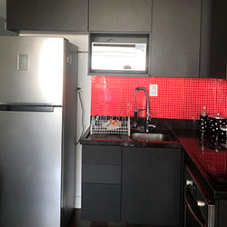 Envelopamento armários de cozinha com Preto Fosco - Barra Funda - São Paulo