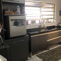 Envelopamento de armários de cozinha - Sathin Graphite - Jd. Ponte Rasa - São Paulo