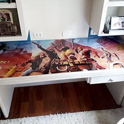 Envelopamento de tampo de mesa de vidro - Decoração de Quarto - Alphaville - SP