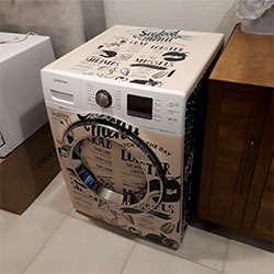 Envelopamento de máquina de lavar roupa com imagem personalizada